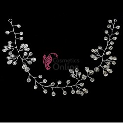 Accesoriu modern pentru decor par WED08II Argintiu cu cristale de 32cm + 2 Agrafe